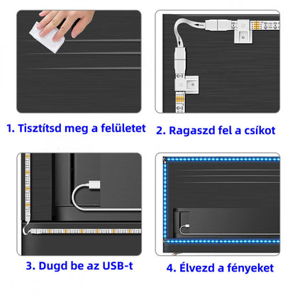 TV LED szalag 4 × 0,5 m közelről