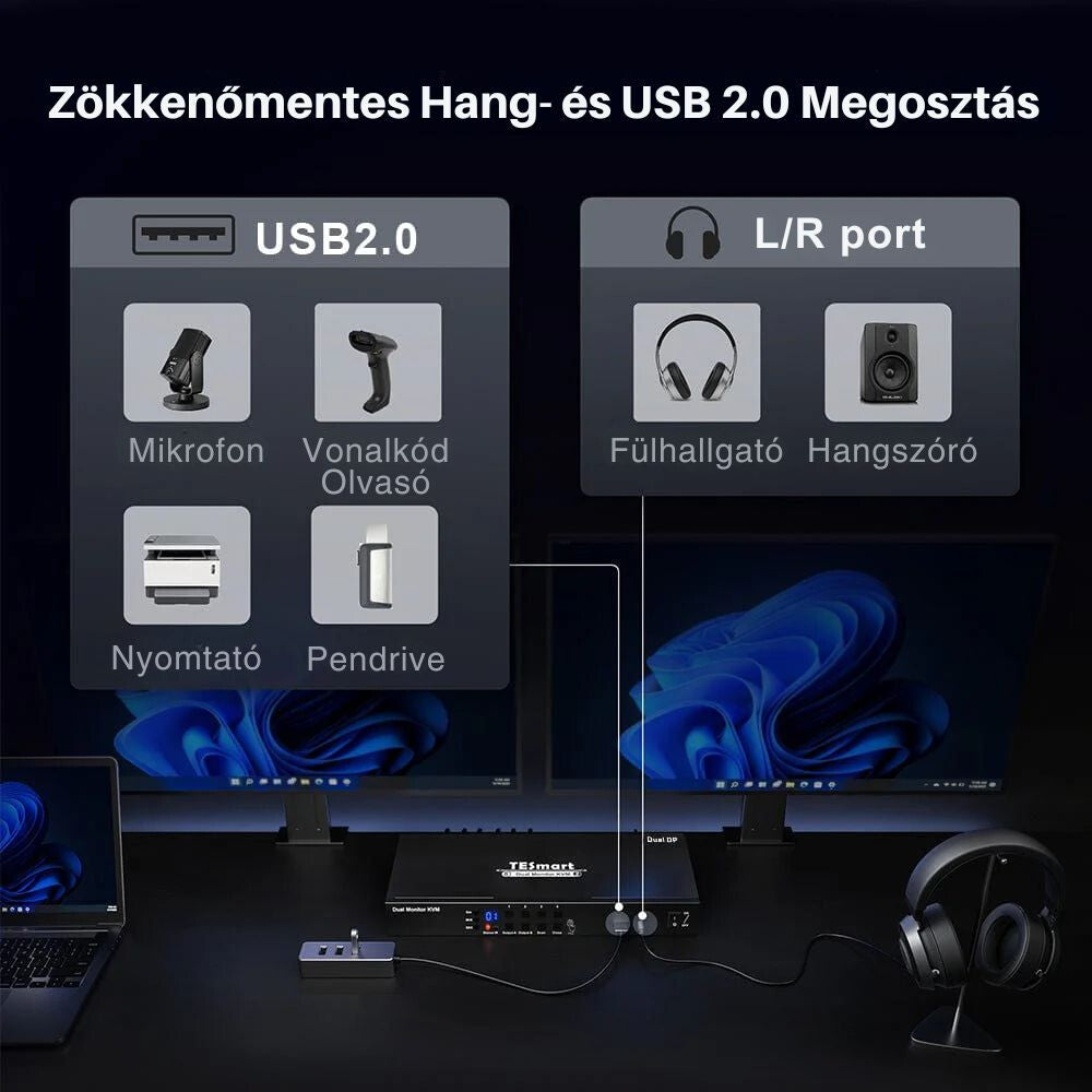 Tesmart DisplayPort KVM switch 8×2 9. kép