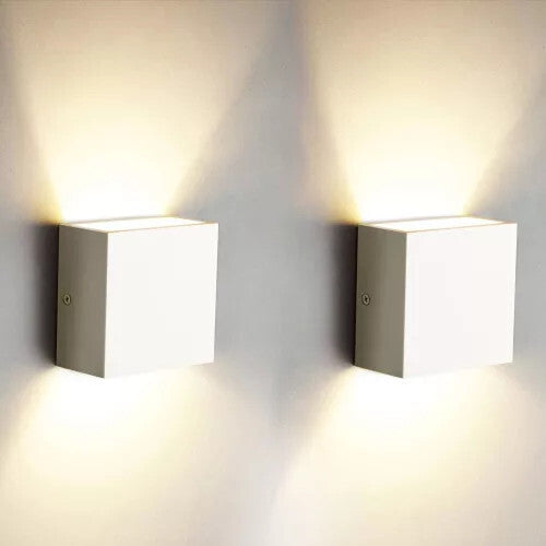 LED fali lámpa 2 db, melegfehér fénnyel, fehér fém