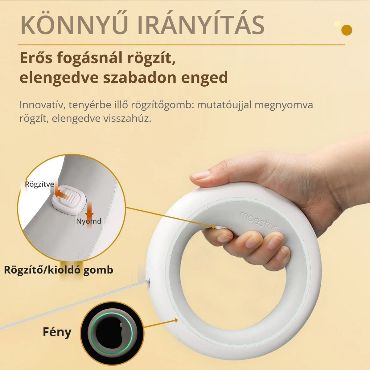 Visszahúzható kutyapóráz közelről