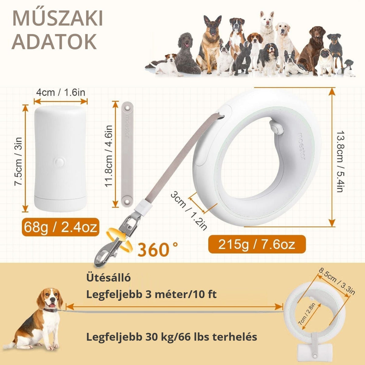 Visszahúzható kutyapóráz 3. kép